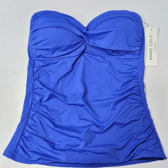 Anne Cole Twist-Front Ruched Tankini Top - Royal - Picture 5 of 9